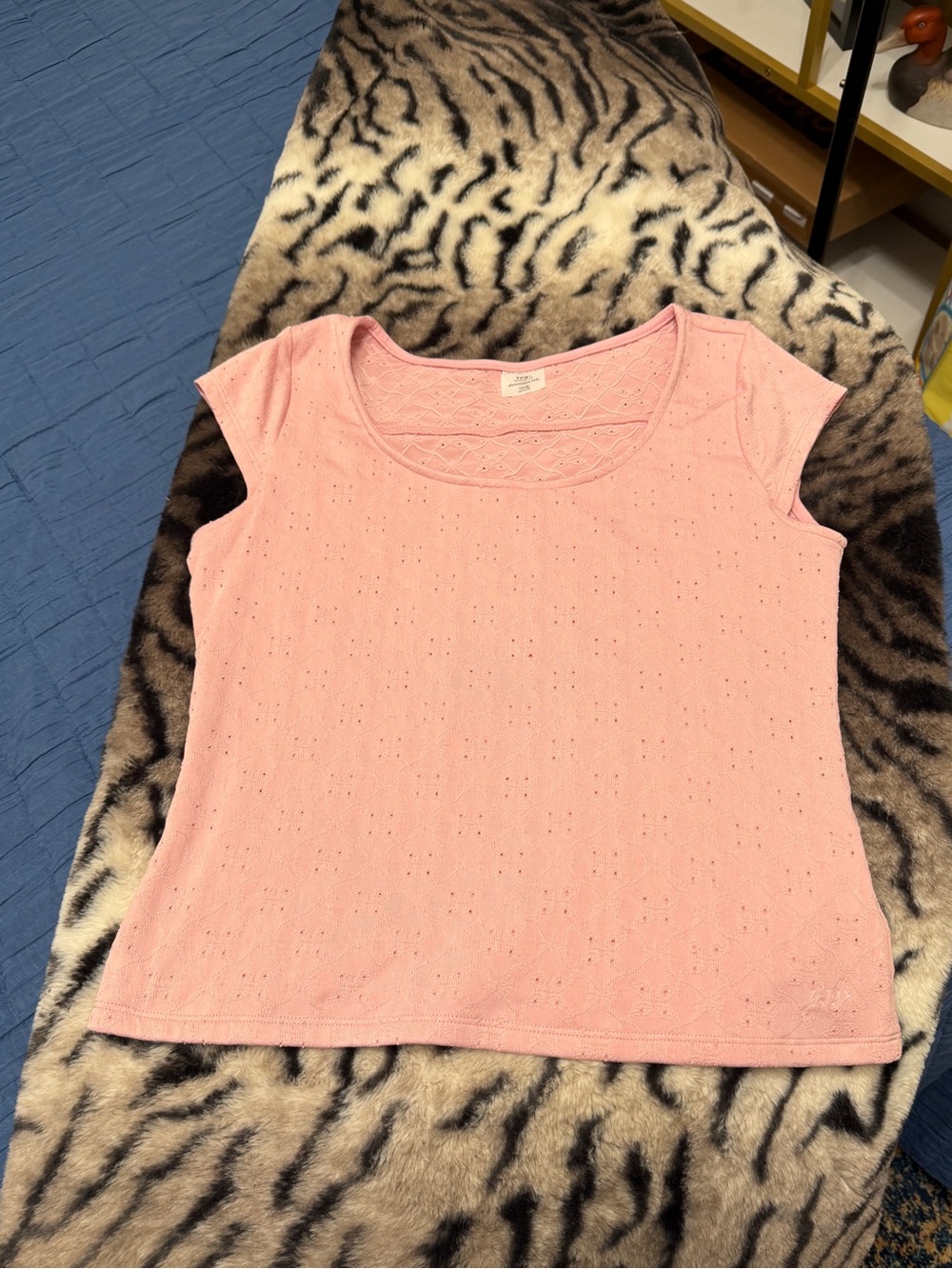 Girls' Abercrombie kids pink/peach Eyelet Short Sleeve Top